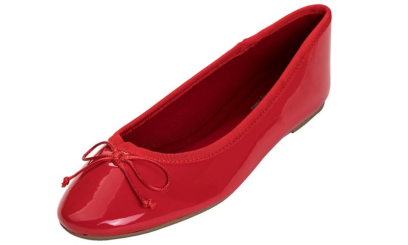 FEVERSOLE Women's Macaroon Colorful Memory Foam Cushion Insock Patent Ballet Flat Red Size 9 M US - Image 1